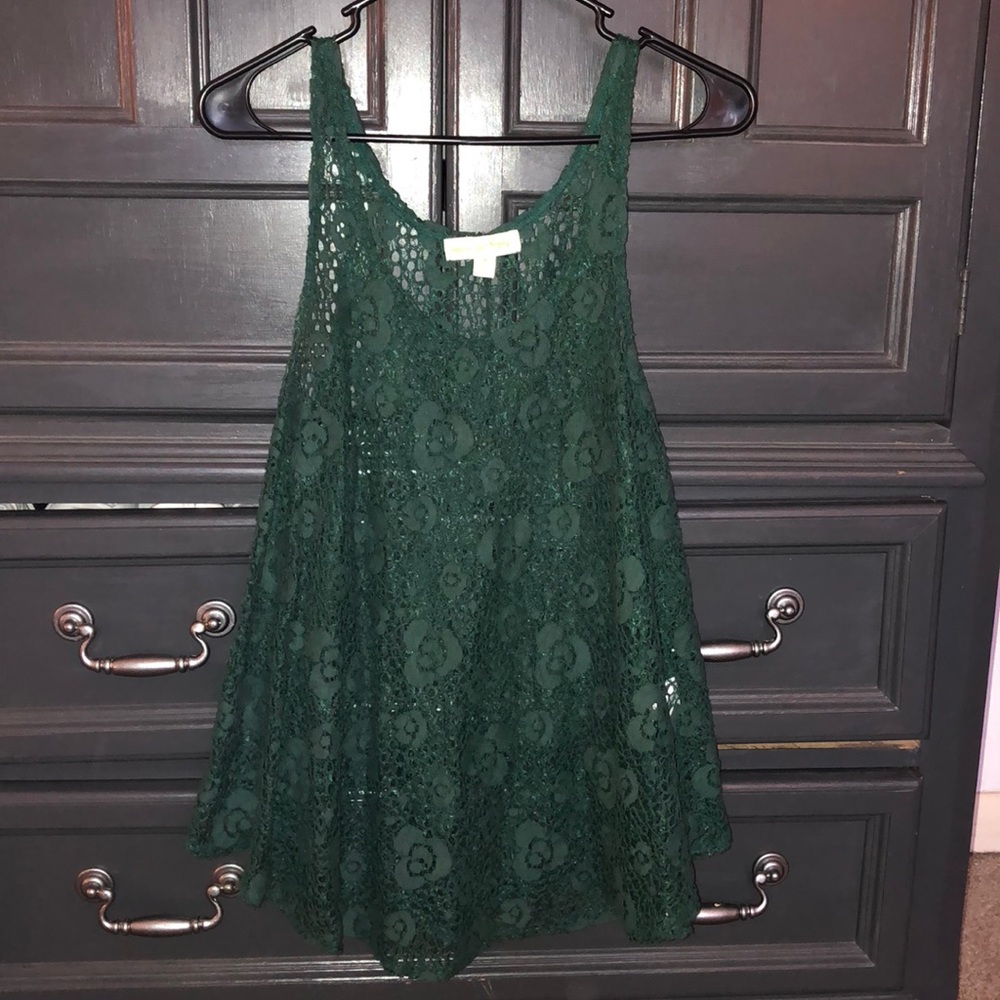 Urban Outfitters green lace tank